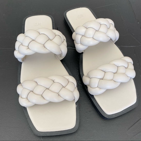 New H&M Sand Tan Braided Slides 8.5 / 40. - New With Tags - Picture 8 of 11